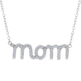 Mom Logo And CZ Necklace In Sterling Silver, 18" fine designer jewelry for men and women